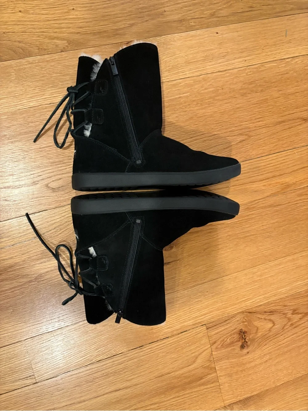 Koolaburra Black Suede-Look Shearling-Lined Winter Boots